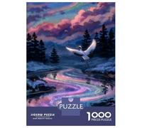 Rompecabezas De 1000 Piezas para Adultos Crane Over A Rainbow River Rompecabezas para Adolescentes Juego Práctico Desafío Difícil Regalo De Cumpleaños, Regalos, 52x38cm/1000pcs