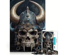 Rompecabezas de 1000 Piezas para Adultos Cráneo de Guerrero nórdico,articulaciones afiladas,Juguete para Resolver Problemas,diversión Tranquila,decoración navideña 50x75cm