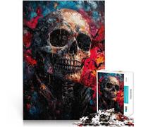 Rompecabezas de 1000 Piezas para Adultos Cráneo en Pintura de murciélagos Juego Intelectual Trato como Regalo para Toda la Familia 75x50cm