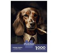 Rompecabezas De 1000 Piezas para Adultos Cream Dachshund Gangster Rompecabezas para Adultos: Análisis Práctico del Juego Y Lógica, Toda La Familia 38x26cm/1000pcs