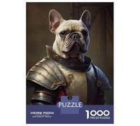 Rompecabezas De 1000 Piezas para Adultos Cream French Bulldog Knight Rompecabezas para Adultos Juegos De Relajación Análisis Y Lógica Reducción del Estrés Regalos 38x26cm/1000pcs