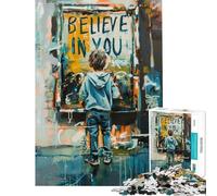 Rompecabezas de 1000 Piezas para Adultos Cree en ti Mismo Rompecabezas para Adolescentes Juguetes antiestrés Divertidos y entretenidos Actividades Divertidas en casa (Tamaño 50x75cm)