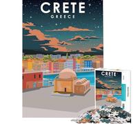 Rompecabezas de 1000 Piezas para Adultos Creta Grecia Viaje Arte Juego práctico Juguetes educativos Regalos de cumpleaños para Toda la Familia tamaño 38x26cm