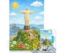 Rompecabezas de 1000 Piezas para Adultos: Cristo Redentor, Brasil Juegos Divertidos, interacción Entre Padres e Hijos Cada Pieza es única 38x26cm