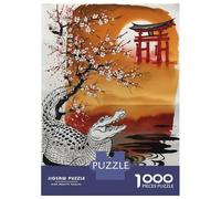 Rompecabezas De 1000 Piezas para Adultos Crocodile Japan Art Rompecabezas para Adultos Juego Práctico Decoración Perfecta Regalos De Cumpleaños Y Únicos 38x26cm/1000pcs
