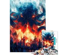 Rompecabezas de 1000 Piezas para Adultos Cthulhu el Horror cósmico sobre la Ciudad Rompecabezas de Pintura Digital para Adultos Juego de ingenio Regalo de cumpleaños Ideal para Toda la Familia