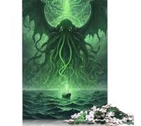 Rompecabezas de 1000 Piezas para Adultos: Cthulhu Rising con Barco, Rompecabezas de Papel para Adultos, Juego Educativo, Juguete de desafío, 1000 Piezas (75 x 50 cm)