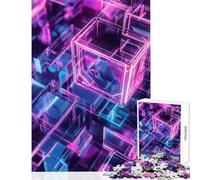 Rompecabezas de 1000 Piezas para Adultos Cubos de Cristal de neón decoración del hogar Juguetes Regalo Divertido Juegos educativos para cumpleaños y Navidad tamaño 38x26cm