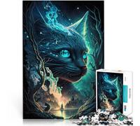 Rompecabezas de 1000 Piezas para Adultos “Cuento de Hadas Gato Azul” Hecho de Papel,para Mayores de 14 años Juego de desafío único Juego Educativo para cumpleaños y Navidad.。tamaño:38x52cm