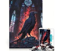 Rompecabezas de 1000 Piezas para Adultos Cuervo en una Catedral gótica con Fuego Juego Familiar para Relajarse intelectualmente colección de Artistas Bellas Artes 38x26cm