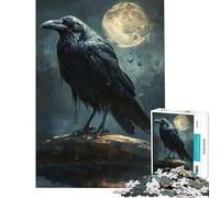 Rompecabezas de 1000 Piezas para Adultos Cuervo Negro Luna Llena Ayuda a ejercitar el Cerebro Desafío difícil Juegos relajantes para Mayores de 14 años Juego de Rompecabezas ofrecido (38x52cm)