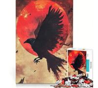 Rompecabezas de 1000 Piezas para Adultos Cuervo y Luna de Sangre Juguetes para armar Mejora la Memoria cumpleaños y Navidad 38x52cm
