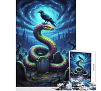 Rompecabezas de 1000 Piezas para Adultos: Cuervo y Serpiente en el Cementerio Juguetes antiestrés Regalos de cumpleaños Juegos educativos interacción Entre Padres e Hijos tamaño 50x75cm