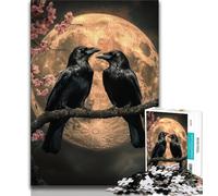 Rompecabezas de 1000 Piezas para Adultos Cuervos bajo la Luna, Rompecabezas para Adultos, desafiantes Juegos Familiares, Juguete DIY para decoración de Pared del hogar, Regalos (tamaño 38x26cm)