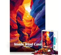 Rompecabezas de 1000 Piezas para Adultos Cueva del Viento,Parque Nacional,Arte,Corte Premium,Juego para Estimular la Mente,Diversión,Tiempo Libre,Exhibición de Arte Navideño (38x52cm)