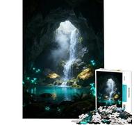 Rompecabezas de 1000 Piezas para Adultos Cueva mística con Cascada Rompecabezas de 1000 Piezas Juguete para decoración de Pared Regalo de cumpleaños Juego desafiante Regalos (50x75cm)