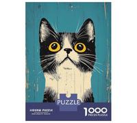 Rompecabezas De 1000 Piezas para Adultos Curious Vintage Cat Portrait Rompecabezas Antiestrés Juguetes Difíciles Cumpleaños Y Navidad 52x38cm/1000pcs