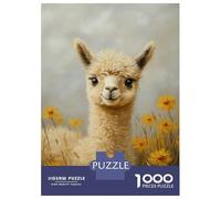 Rompecabezas De 1000 Piezas para Adultos Cute Alpaca in Yellow Flowers Rompecabezas para Adultos Juegos De Relajación Desafío Difícil Ayuda A Ejercitar El Cerebro 52x38cm/1000pcs