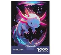 Rompecabezas De 1000 Piezas para Adultos Cute Axolotl in Neon Lights - Gfp Axolotl Rompecabezas para Adultos Juego De Ingenio Decoración Perfecta Regalos De Cumpleaños Y Únicos 70x50cm/1000pcs