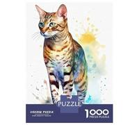 Rompecabezas De 1000 Piezas para Adultos Cute Bengal Cat Painting Rompecabezas para Adultos Juegos Relajantes Regalos para Mujeres Desafiantes para Completar 70x50cm/1000pcs