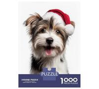 Rompecabezas De 1000 Piezas para Adultos Cute Biewer Terrier Dog with Santa Hat Rompecabezas para Adultos Juguetes Antiestrés Difícil Difícil Y Desafiante 52x38cm/1000pcs