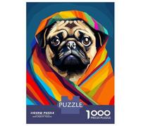 Rompecabezas De 1000 Piezas para Adultos Cute Blanket Pug Pixel Art Rompecabezas para Adultos Juego Práctico Decoración del Hogar Difícil Y Desafiante 70x50cm/1000pcs