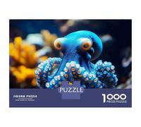 Rompecabezas De 1000 Piezas para Adultos Cute Blue Octopus in Coral Reef Rompecabezas para Adultos Juegos Relajantes Pero Divertidos Y Humorísticos Desafiante De Completar 38x26cm/1000pcs