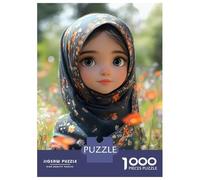 Rompecabezas De 1000 Piezas para Adultos Cute Cartoon Girl in Hijab Rompecabezas para Adultos Juegos De Relajación Desafío Difícil Ayuda A Ejercitar El Cerebro 70x50cm/1000pcs