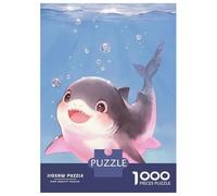 Rompecabezas De 1000 Piezas para Adultos Cute Cartoon Shark in Blue Water Rompecabezas para Adultos Juegos Divertidos Una Obra De Arte Oferta como Regalos para Toda La Familia 52x38cm/1000pcs