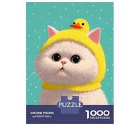 Rompecabezas De 1000 Piezas para Adultos Cute Cat with Duck Hat Rompecabezas para Adultos Juguetes DIY Regalos para Mujeres Regalos para Amigos Y Familiares 52x38cm/1000pcs