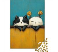 Rompecabezas De 1000 Piezas para Adultos Cute Cats with Flowers Rompecabezas para Adultos Juego De Ingenio Regalos para Mujeres Regalos De Cumpleaños 70x50cm/1000pcs
