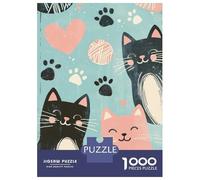 Rompecabezas De 1000 Piezas para Adultos Cute Cats with Paw Prints Rompecabezas para Adultos Juguetes Antiestrés Carrera De Velocidad Manual Interacción Entre Padres E Hijos 52x38cm/1000pcs