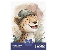 Rompecabezas De 1000 Piezas para Adultos Cute Cheetah Cub Wearing A Hat Rompecabezas para Adultos Juegos Relajantes Difícil Oferta Difícil como Regalo para Toda La Familia 38x26cm/1000pcs