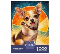 Rompecabezas De 1000 Piezas para Adultos Cute Chihuahua Waving Paw Rompecabezas para Adultos Juego De Ingenio Desafío Educativo Difícil 38x26cm/1000pcs