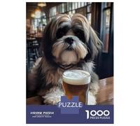 Rompecabezas De 1000 Piezas para Adultos Cute Dog Drinking Beer Rompecabezas para Adultos Juegos Divertidos Una Obra De Arte Oferta como Regalos para Toda La Familia 70x50cm/1000pcs