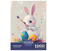 Rompecabezas De 1000 Piezas para Adultos Cute Easter Bunny Painting Eggs Rompecabezas para Adultos Juego De Ingenio Pero Divertido Y Humorístico 52x38cm/1000pcs