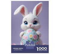 Rompecabezas De 1000 Piezas para Adultos Cute Easter Bunny with Floral Egg Rompecabezas para Adultos Juguetes DIY Una Obra De Arte Regalo De Cumpleaños, Regalos, 70x50cm/1000pcs