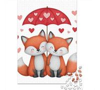 Rompecabezas De 1000 Piezas para Adultos Cute Fox Couple Art Print Rompecabezas para Adultos Juegos Familiares Decoración del Hogar Desafío Educativo 52x38cm/1000pcs