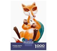 Rompecabezas De 1000 Piezas para Adultos Cute Fox Drinking Coffee Rompecabezas para Adultos Juegos Divertidos Análisis Y Lógica Oferta como Regalos para Toda La Familia 70x50cm/1000pcs