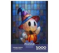 Rompecabezas De 1000 Piezas para Adultos Cute Ghost with Pumpkin and Witch Hat Rompecabezas Práctico Juego Decoración del Hogar Cumpleaños Y Navidad 52x38cm/1000pcs