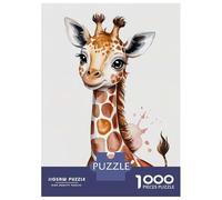 Rompecabezas De 1000 Piezas para Adultos Cute Giraffe Watercolor Illustration Rompecabezas para Adultos Juegos Familiares Regalo De Cumpleaños Cumpleaños Y Navidad 52x38cm/1000pcs