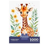 Rompecabezas De 1000 Piezas para Adultos Cute Giraffe Watercolor Rompecabezas para Adultos Juguetes DIY Una Obra De Arte Regalo De Cumpleaños, Regalos, 52x38cm/1000pcs