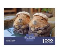 Rompecabezas De 1000 Piezas para Adultos Cute Guinea Pigs in Hats Rompecabezas Juego De Ingenio Una Obra De Arte Cumpleaños Y Navidad 52x38cm/1000pcs