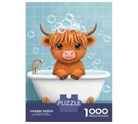 Rompecabezas De 1000 Piezas para Adultos Cute Highland Cow in Bathtub Rompecabezas para Adultos Juegos Relajantes para La Diversión Familiar Interacción Entre Padres E Hijos 70x50cm/1000pcs
