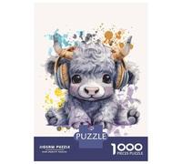 Rompecabezas De 1000 Piezas para Adultos Cute Highland Cow Music Gamer Rompecabezas para Adultos Juego De Ingenio Análisis Y Lógica Cumpleaños Y Navidad 52x38cm/1000pcs