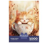 Rompecabezas De 1000 Piezas para Adultos Cute Kitten in Coffee Cup Rompecabezas para Adultos Juegos Relajantes Desafío Difícil Reducción del Estrés Regalos 38x26cm/1000pcs