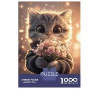 Rompecabezas De 1000 Piezas para Adultos Cute Kitten with Flowers Rompecabezas para Adultos Juego Familiar Vacaciones En Casa Matar El Tiempo Desafiante De Completar 70x50cm/1000pcs