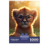 Rompecabezas De 1000 Piezas para Adultos Cute Lion Read Glasses Rompecabezas Práctico Juego Decoración del Hogar Cumpleaños Y Navidad 70x50cm/1000pcs