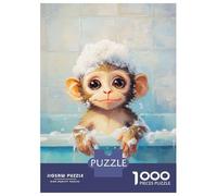 Rompecabezas De 1000 Piezas para Adultos Cute Monkey Bath Time Rompecabezas Práctico Juego Decoración del Hogar Cumpleaños Y Navidad 70x50cm/1000pcs