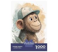 Rompecabezas De 1000 Piezas para Adultos Cute Monkey Wearing A Baseball Cap Rompecabezas para Adultos Juguete Decoración De Pared Regalos para Mujeres Difícil Y Desafiante 52x38cm/1000pcs
